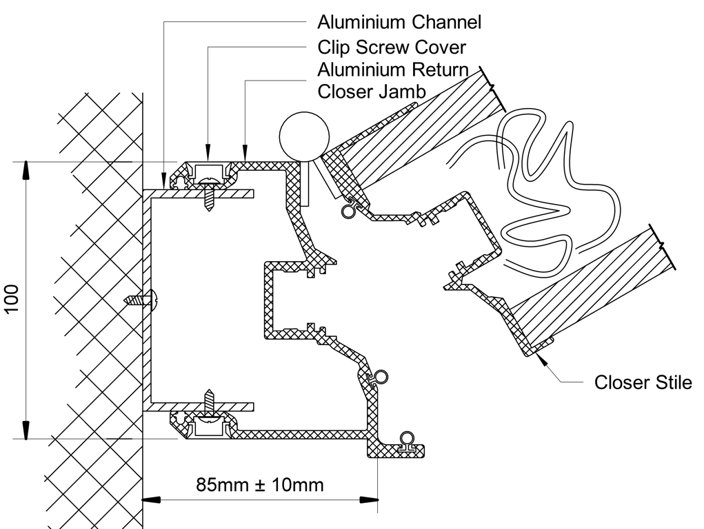 Navigate to OPR - Closer Jamb Detail - 100 Series