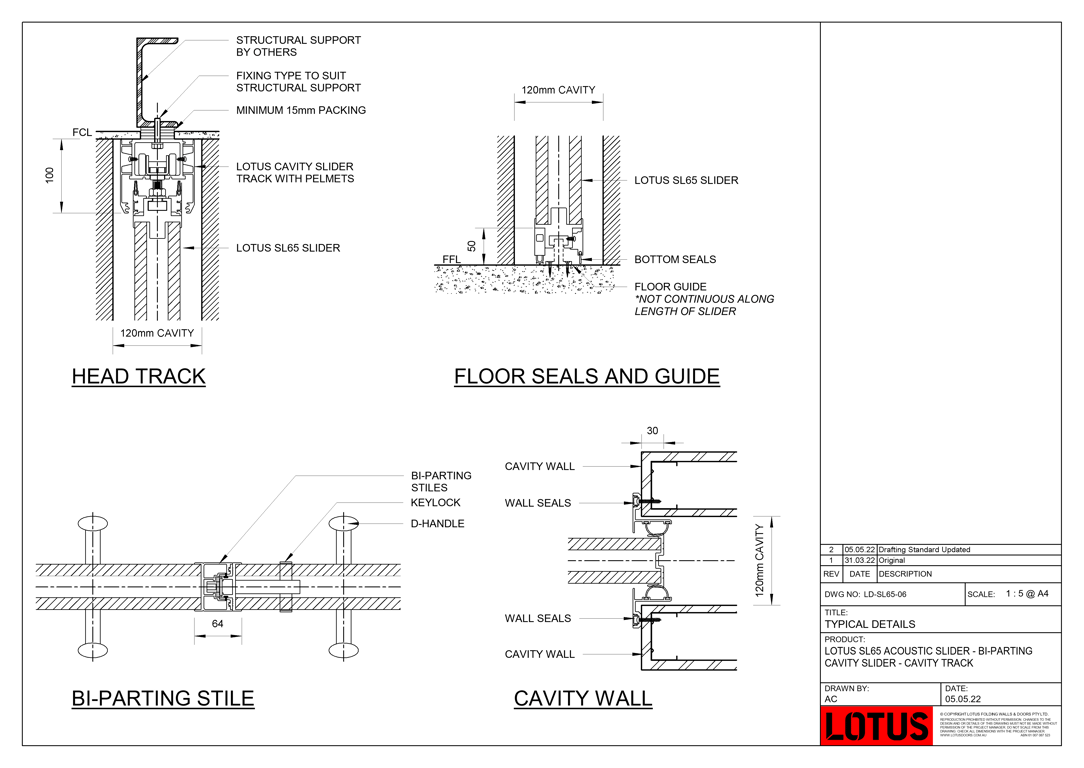 LD-SL65-06 - LOTUS SL65 ACOUSTIC SLIDER - BI-PARTING CAVITY SLIDER - CAVITY TRACK