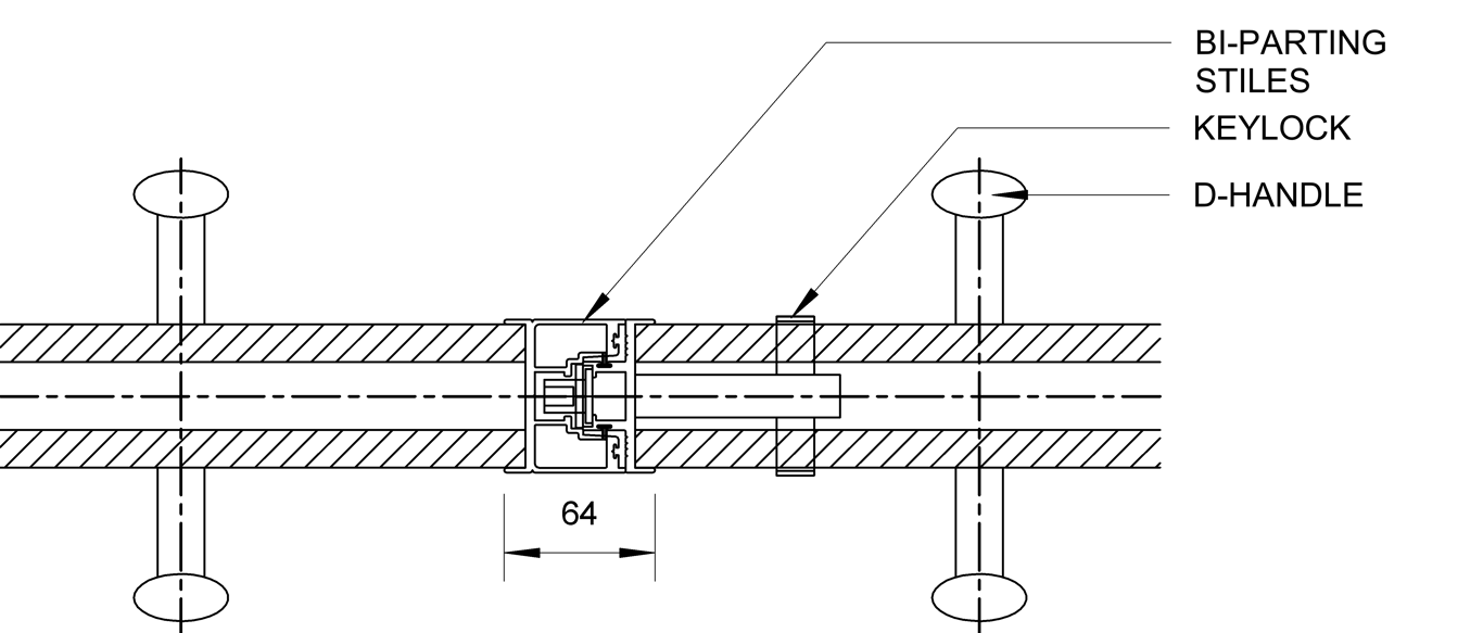 SL65 - Bi-Parting Cavity Slider - Cavity Track - Bi-Parting Stile