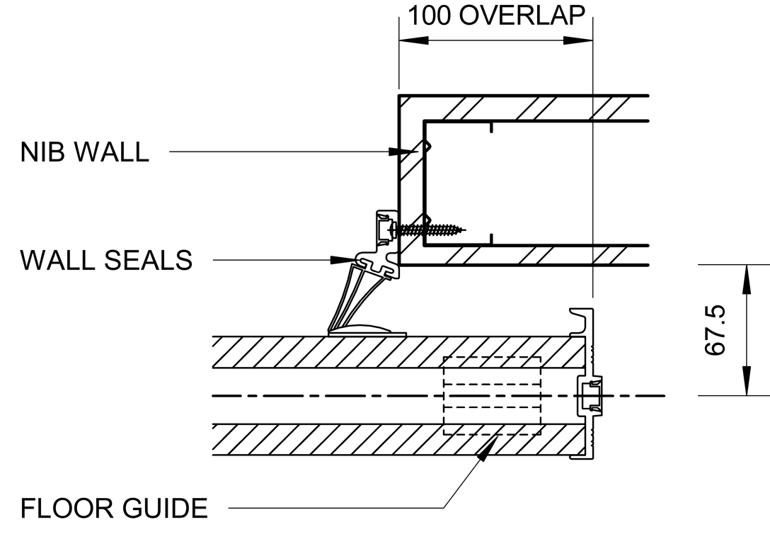  Image of SL65 - Bi-Parting Face Slider - Face Fixed - Wall Seal