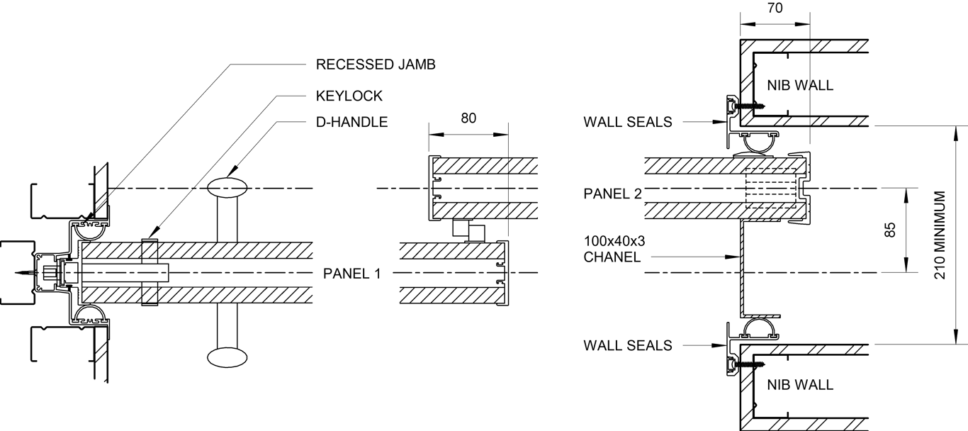 SL65 - Dual Cavity Slider - Ceiling Recessed - Plan View