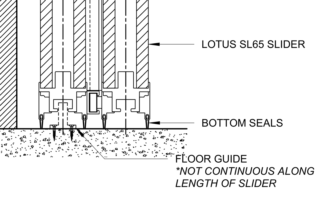 SL65 - Dual Face Slider - Ceiling Recessed - Floor Seals And Guide