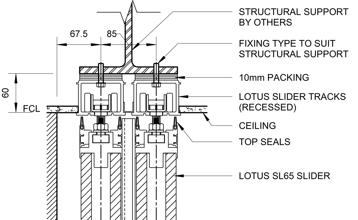 SL65 - Dual Face Slider - Ceiling Recessed - Head Track