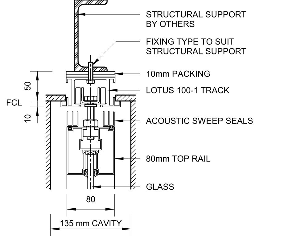 SL80+ - Bi-Parting Cavity Slider - Ceiling Recessed - Head Track