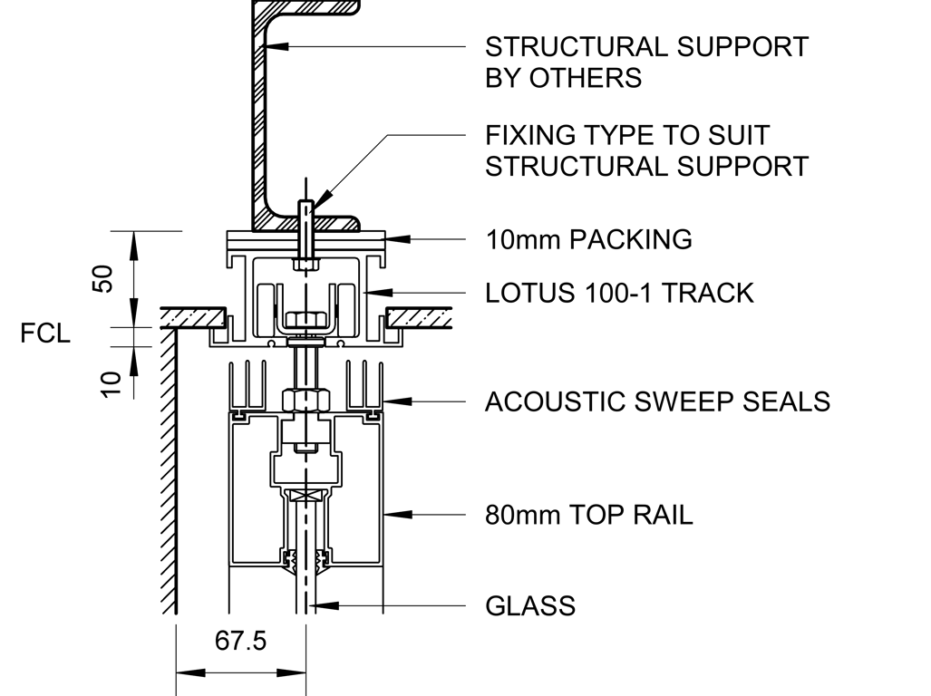 SL80+ - Bi-Parting Face Slider - Ceiling Recessed - Head Track