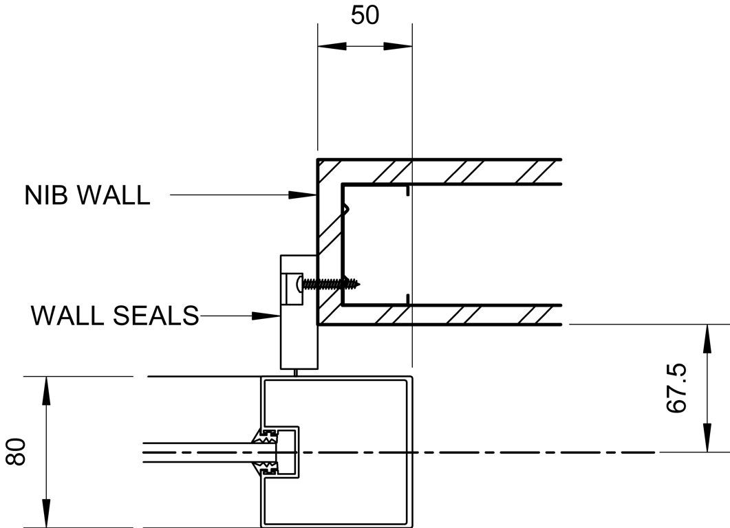 SL80+ - Bi-Parting Face Slider - Ceiling Recessed - Wall Seal