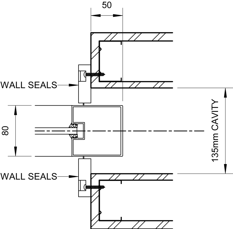 SL80+ - Single Cavity Slider - Ceiling Recessed - Wall Seal