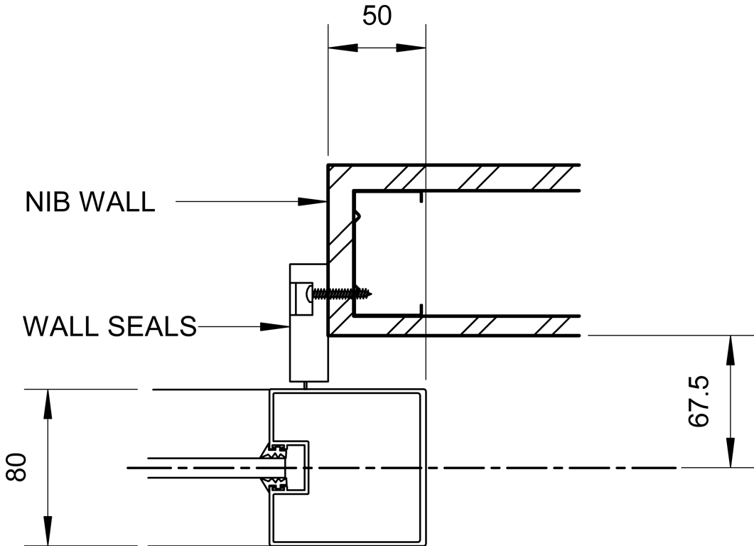 Navigate to SL80+ - Single Face Slider + Fixed Glazed Panel - Ceiling Recessed - Inline Jamb - Wall Seal
