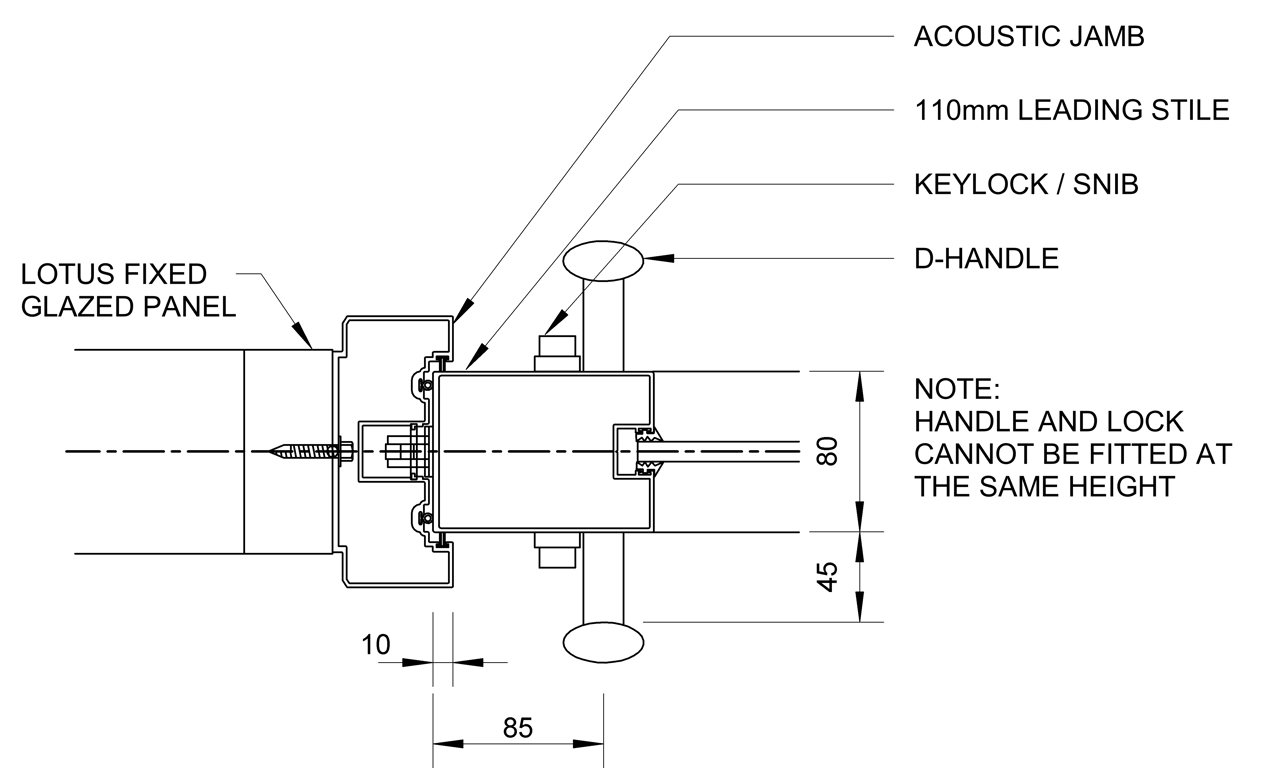  Image of SL80+ - Single Face Slider + Fixed Glazed Panels - Ceiling Recessed - Plan View