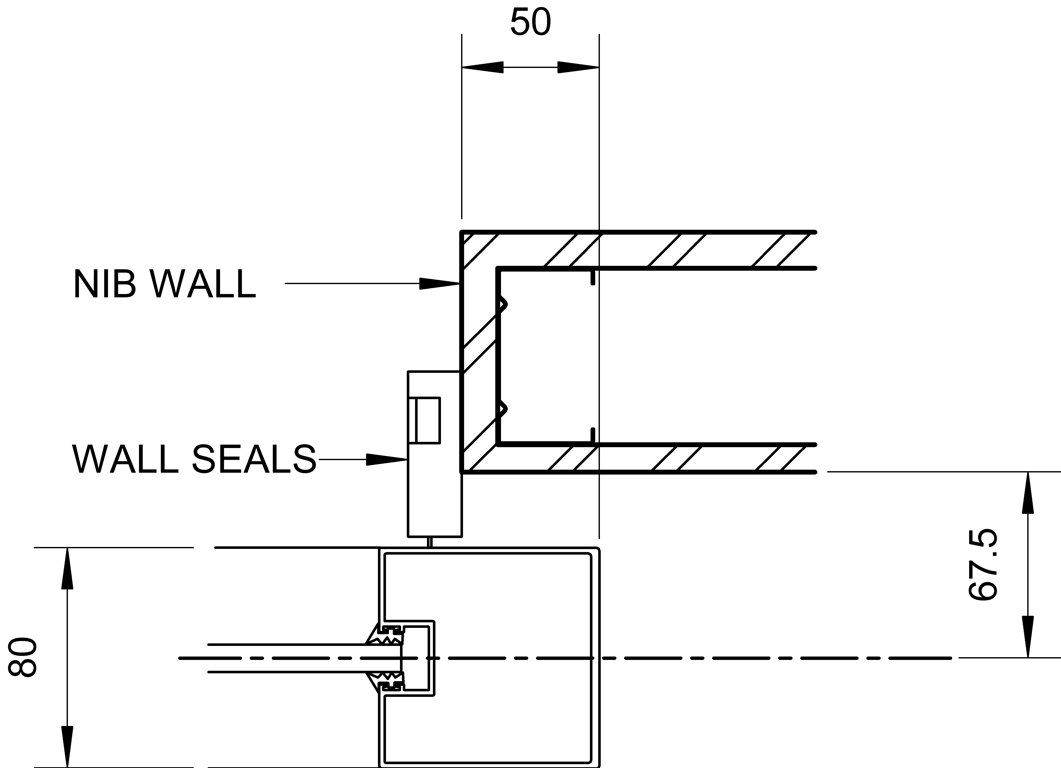 SL80+ - Single Face Slider - Ceiling Recessed - Wall Seal