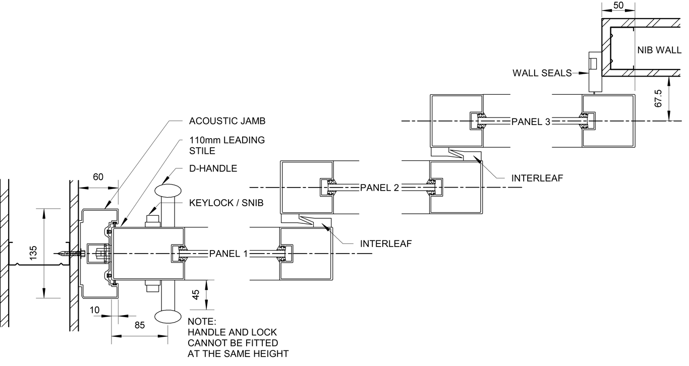 SL80+ - Triple Face Slider - Ceiling Recessed - Plan View