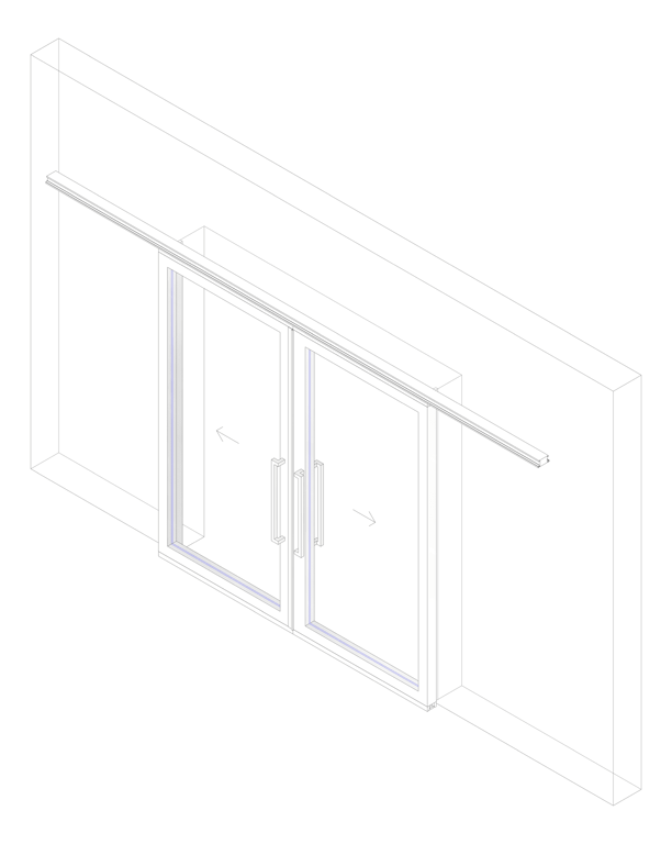 3D Documentation Image of Door Sliding LotusDoors Glass BiParting