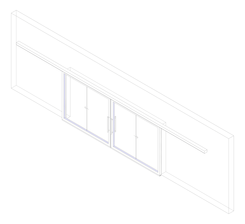 3D Documentation Image of Door Sliding LotusDoors Glass BiParting FaceFixed