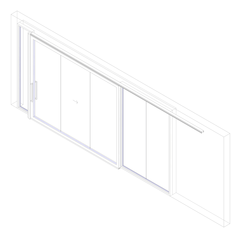 3D Documentation Image of Door Sliding LotusDoors Glass Single DualSideLight OffsetJamb