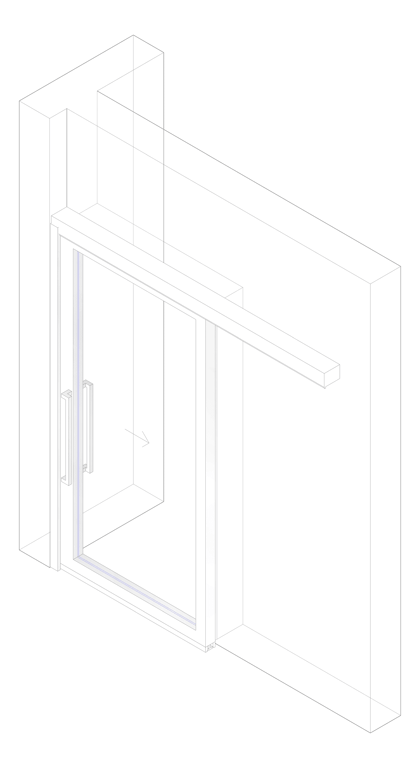 3D Documentation Image of Door Sliding LotusDoors Glass Single FaceFixed