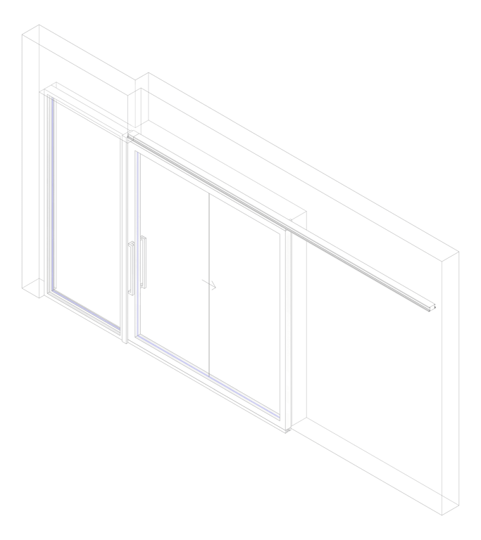 3D Documentation Image of Door Sliding LotusDoors Glass Single SideLight InlineJamb