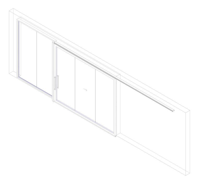 3D Documentation Image of Door Sliding LotusDoors Glass Single SideLight OffsetJamb