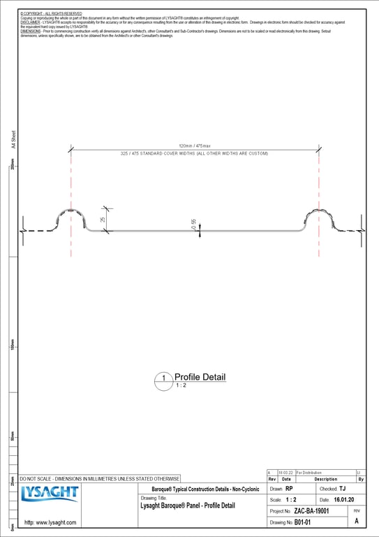  Image of B01-01 - Lysaght Baroque® Panel - Profile Detail