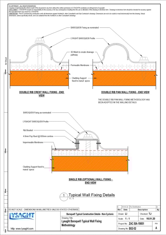  Image of B02-02 - Lysaght Baroque® Typical Wall Fixing Methodology