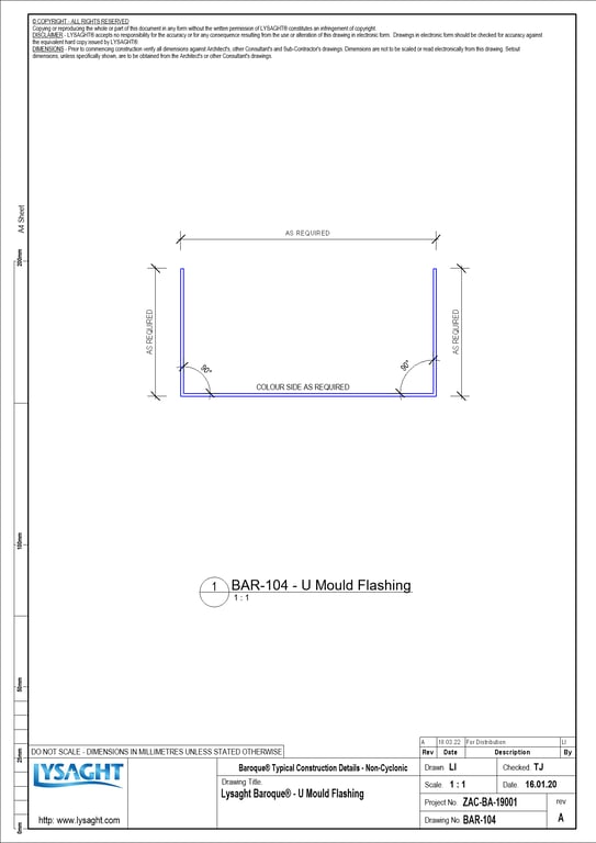  Image of BAR-104 - Lysaght Baroque® - U Mould Flashing