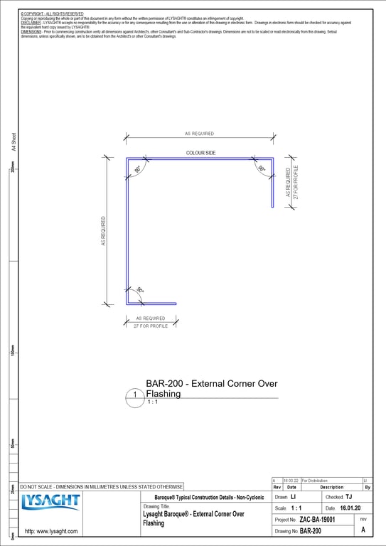  Image of BAR-200 - Lysaght Baroque® - External Corner Over Flashing