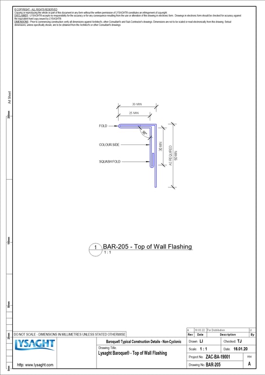  Image of BAR-205 - Lysaght Baroque® - Top of Wall Flashing