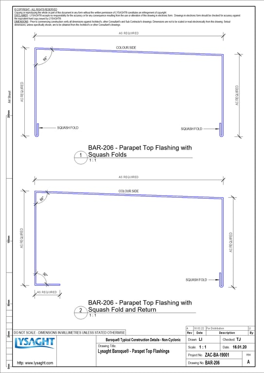 Navigate to BAR-206 - Lysaght Baroque® - Parapet Top Flashings