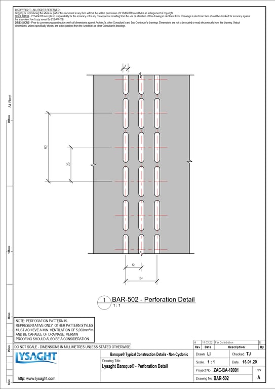 Navigate to BAR-502 - Lysaght Baroque® - Perforation Detail