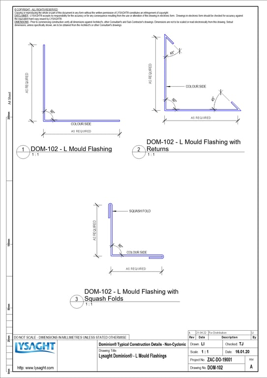 Navigate to DOM-102 - Lysaght Dominion® - L Mould Flashings