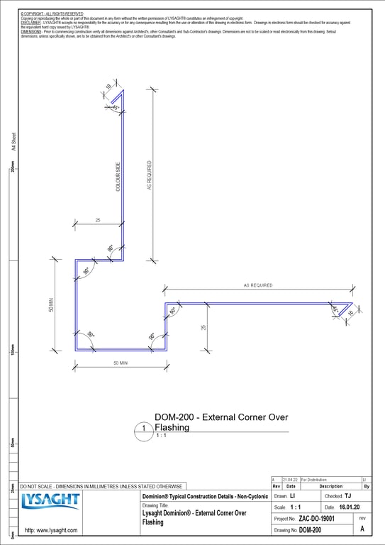Navigate to DOM-200 - Lysaght Dominion® - External Corner Over Flashing