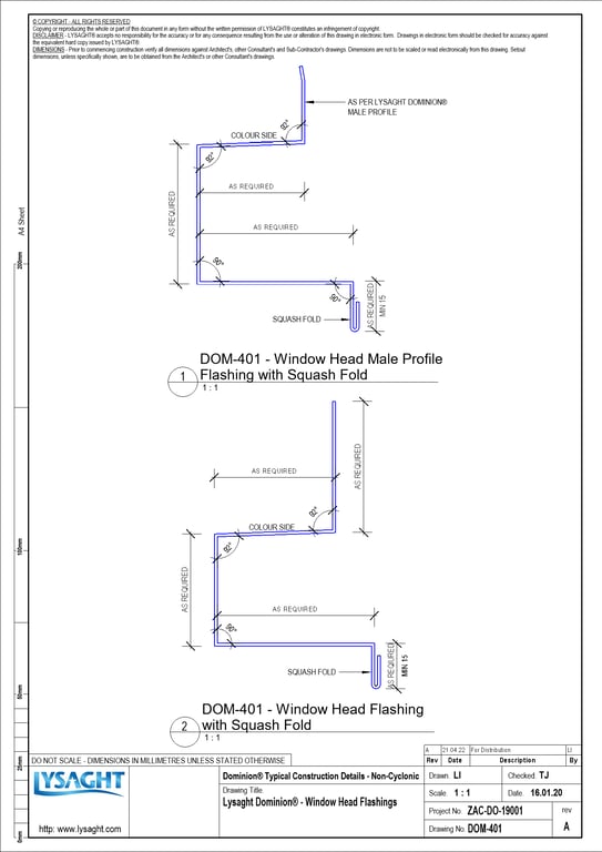 Navigate to DOM-401 - Lysaght Dominion® - Window Head Flashings