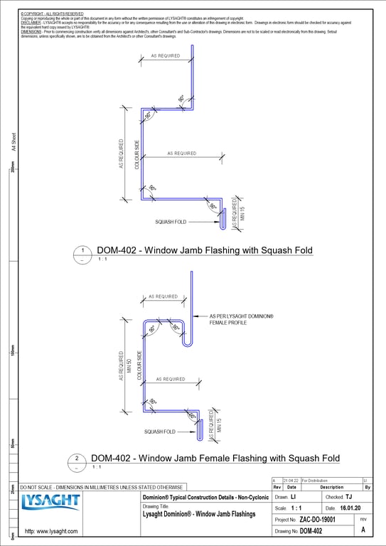 Navigate to DOM-402 - Lysaght Dominion® - Window Jamb Flashings