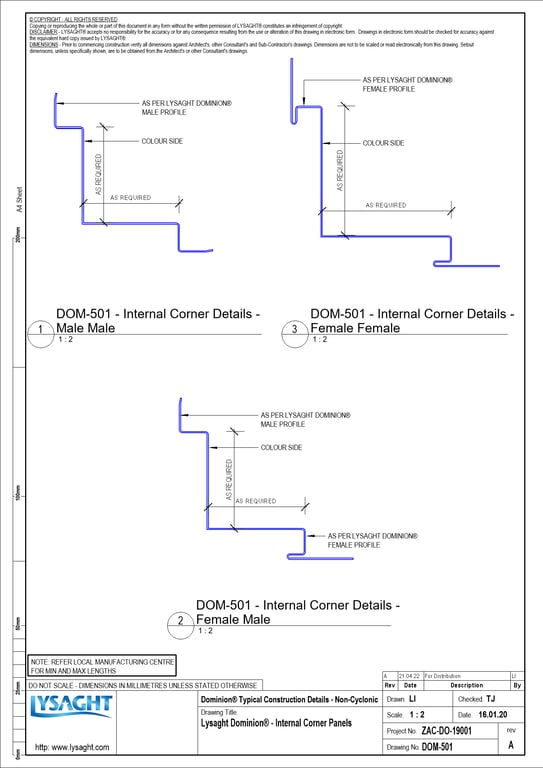 Navigate to DOM-501 - Lysaght Dominion® - Internal Corner Panels