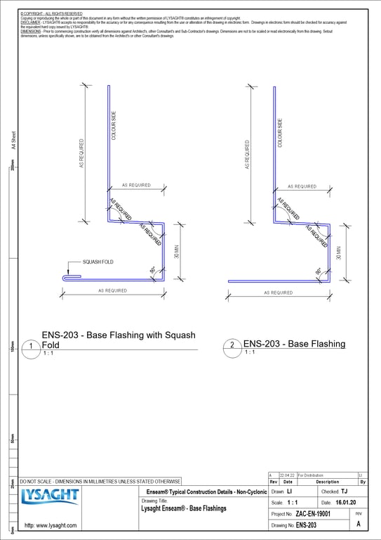 Navigate to ENS-203 - Lysaght Enseam® - Base Flashings