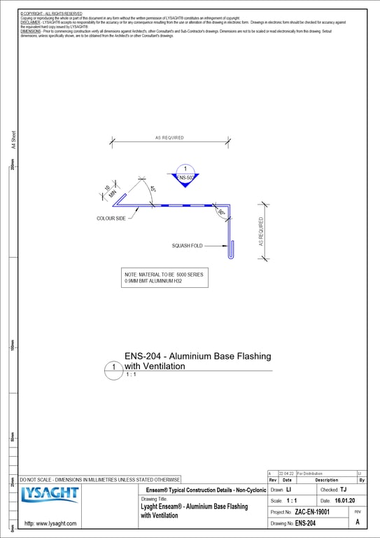 Navigate to ENS-204 - Lyaght Enseam® - Aluminium Base Flashing with Ventilation