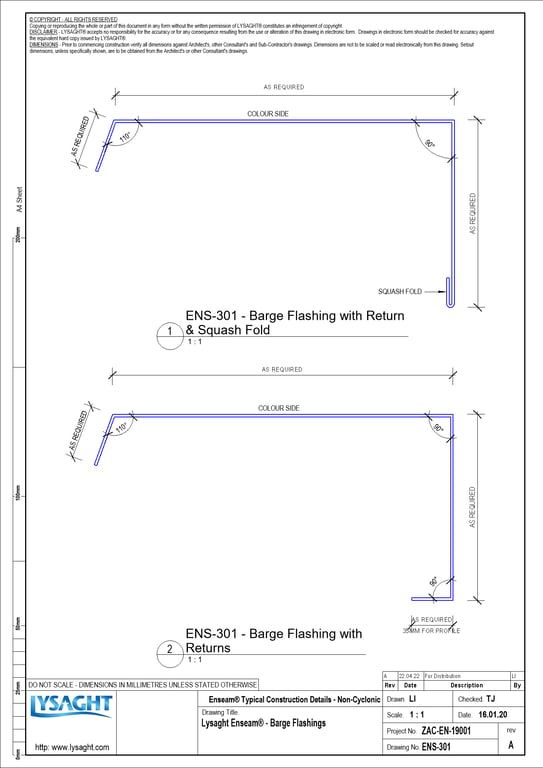 Navigate to ENS-301 - Lysaght Enseam® - Barge Flashings