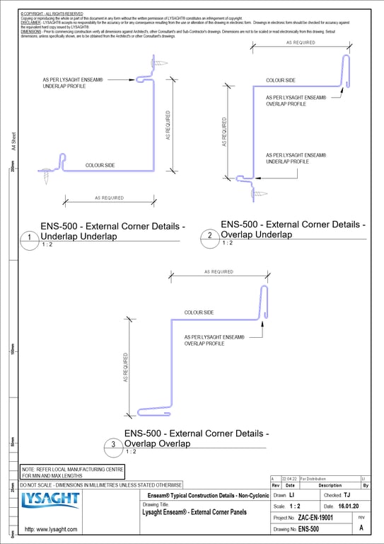 Navigate to ENS-500 - Lysaght Enseam® - External Corner Panels