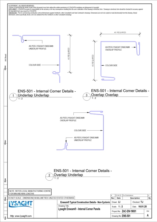 Navigate to ENS-501 - Lysaght Enseam® - Internal Corner Panels