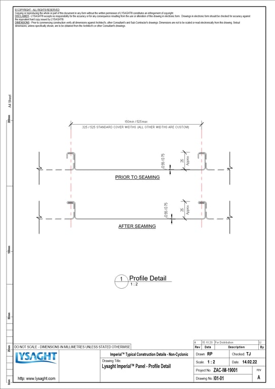 Navigate to I01-01 - Lysaght Imperial™ Panel - Profile Detail