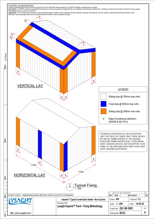 Navigate to I03-01 - Lysaght Imperial™ Panel - Fixing Methodology