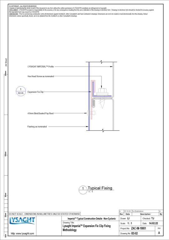 Navigate to I03-02 - Lysaght Imperial™ Expansion Fix Clip Fixing Methodology