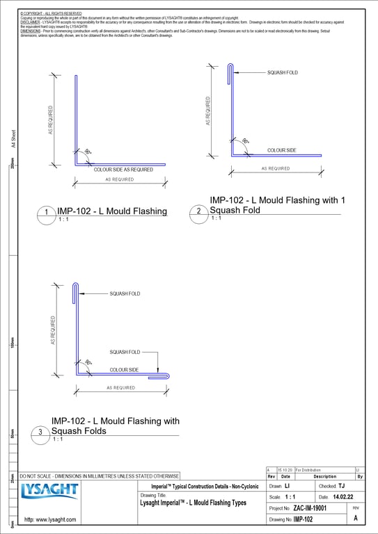 Navigate to IMP-102 - Lysaght Imperial™ - L Mould Flashing Types