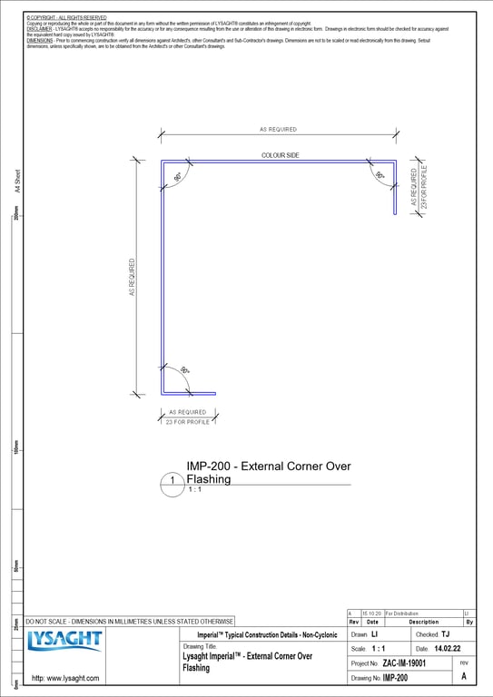 Navigate to IMP-200 - Lysaght Imperial™ - External Corner Over Flashing