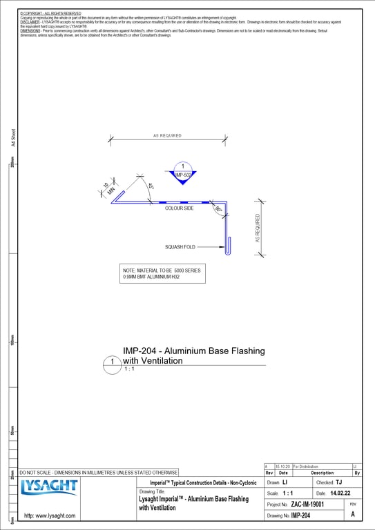 Navigate to IMP-204 - Lysaght Imperial™ - Aluminium Base Flashing with Ventilation