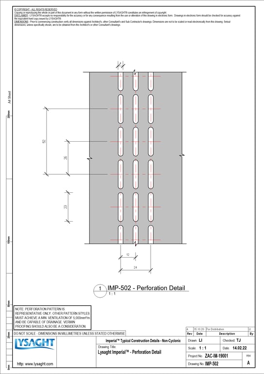 Navigate to IMP-502 - Lysaght Imperial™ - Perforation Detail