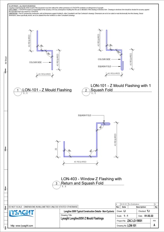Navigate to LON-101 - Lysaght Longline305® Z Mould Flashings