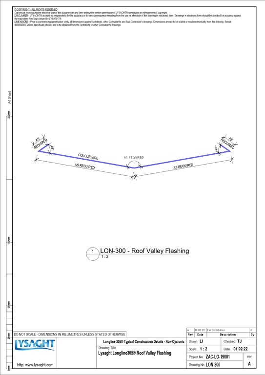 Navigate to LON-300 - Lysaght Longline305® Roof Valley Flashing