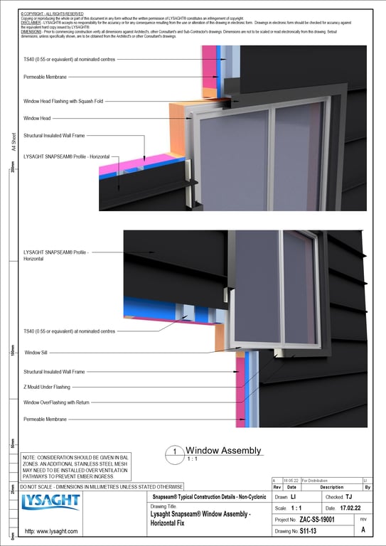Navigate to S11-13 - Lysaght Snapseam® Window Assembly - Horizontal Fix