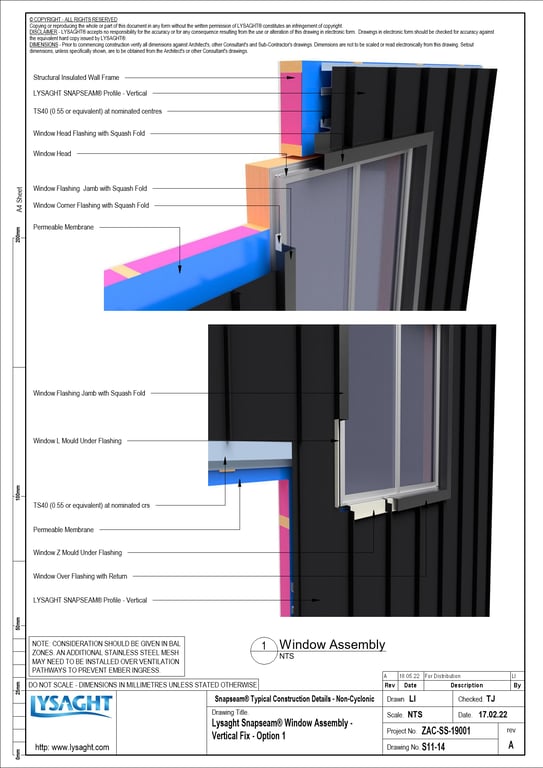 Navigate to S11-14 - Lysaght Snapseam® Window Assembly - Vertical Fix - Option 1