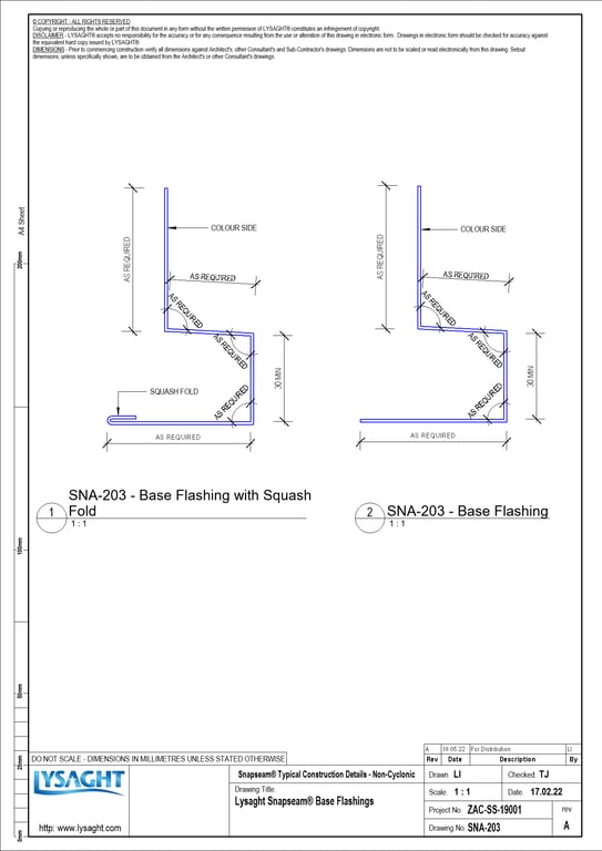 SNA-203 - Lysaght Snapseam® Base Flashings